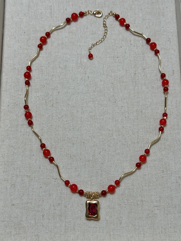 Elissa Zircon Pendant Ruby Necklace