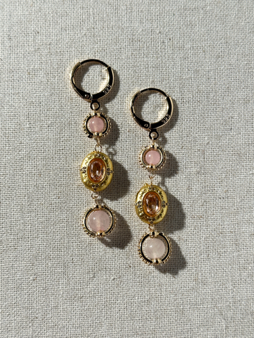 Daphne Pink Quartz Vintage Earrings