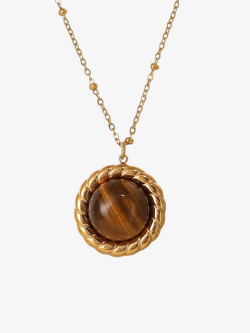Evyn Tiger’s Eye Round Pendant Necklace
