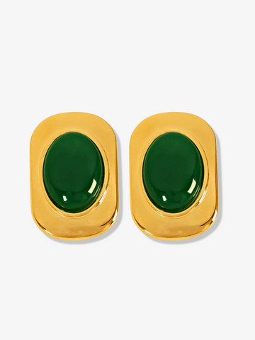 Rue Vintage Green Stone Stud Earrings