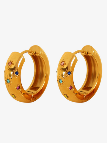 Lillia Rainbow Stone Gold Hoop Earrings