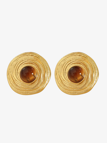 Haizley Tiger’s Eye Ripple Stud Earrings