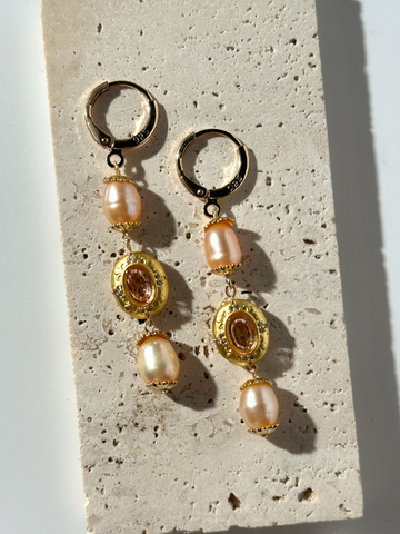Gisselle Pink Pearl Vintage Earrings