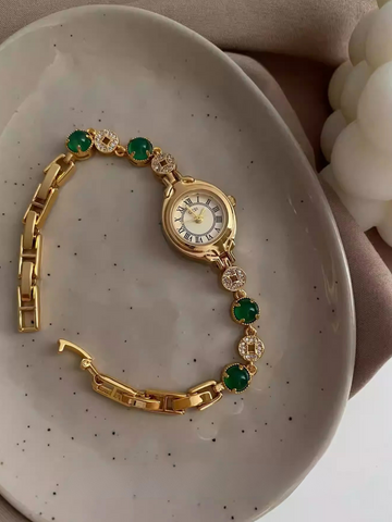 Milla Green Crystal Vintage Watch