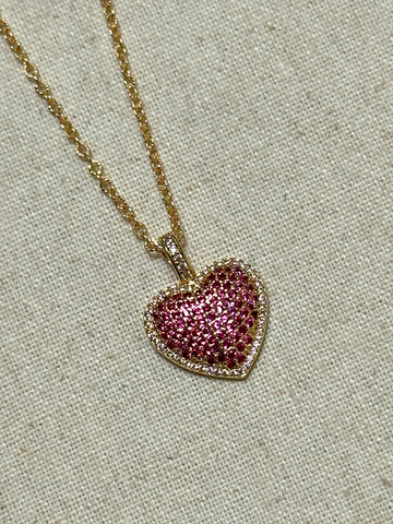 Crimson Heart Micro Zircon Pendant Necklace