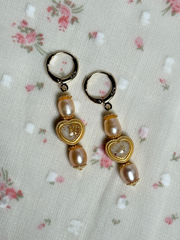Delphine Pink Pearl Heart Earrings