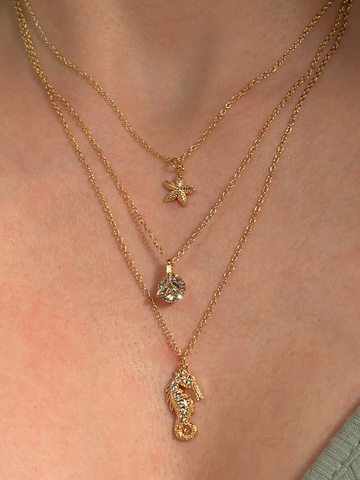 Minimal Ocean Inspired Pendant Layered Necklace