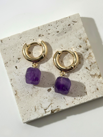 Issa Amethyst Cube Earrings