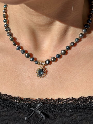 Nathalia Black Freshwater Pearl Necklace