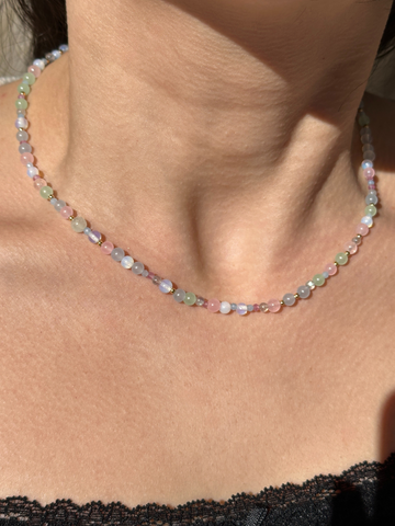 Nia Mixed Gemstone Minimal Necklace