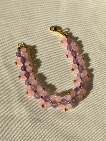 Devin Pink Quartz & Amethyst Bracelet