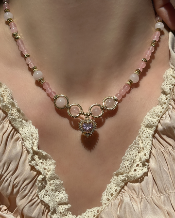 Maren Pink Quartz Heart Pendant Necklace