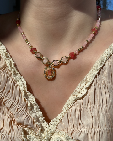 Rose Vintage Strawberry Quartz Necklace