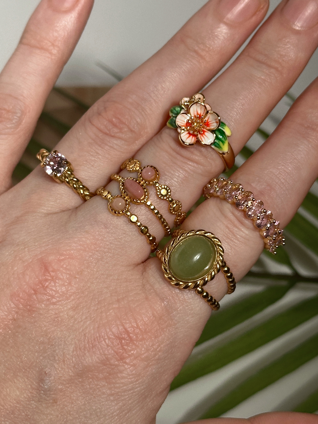 Riva Pink Floral Adjustable Ring