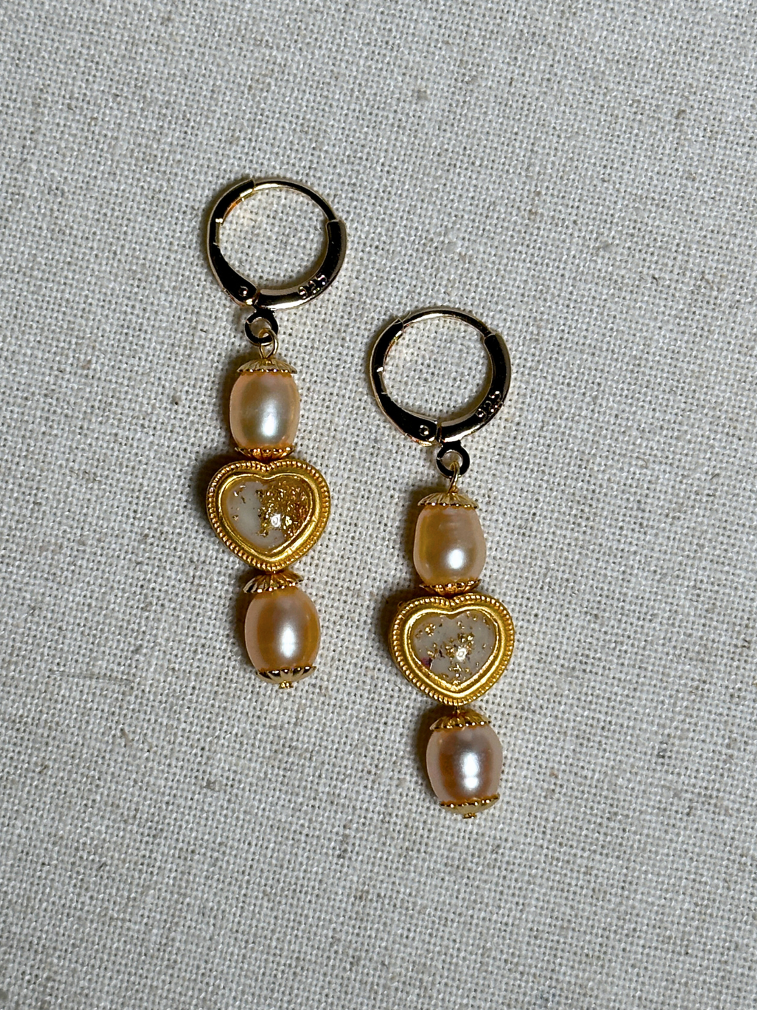 Delphine Pink Pearl Heart Earrings