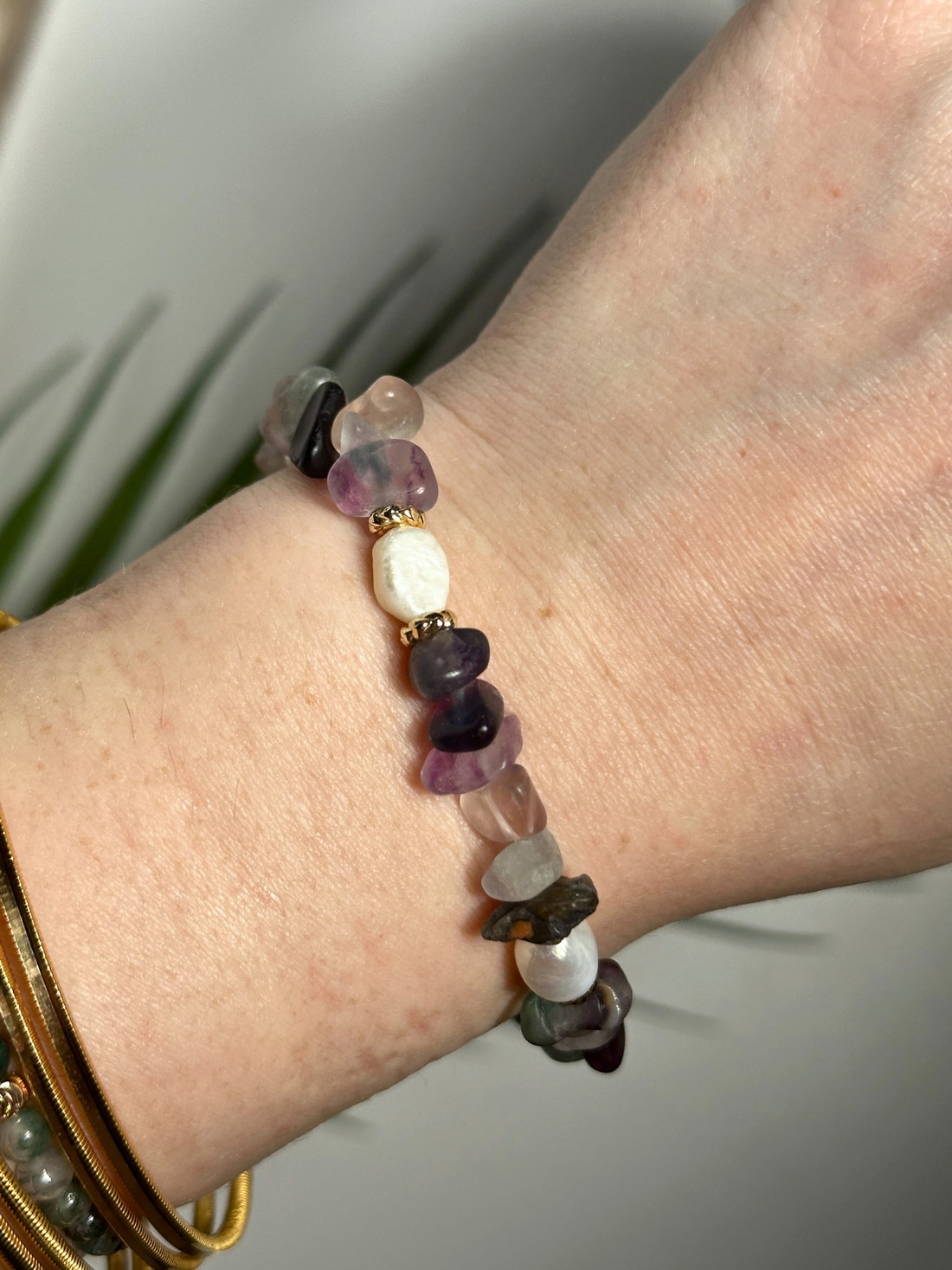 Lyra Fluorite & Pearl Bracelet