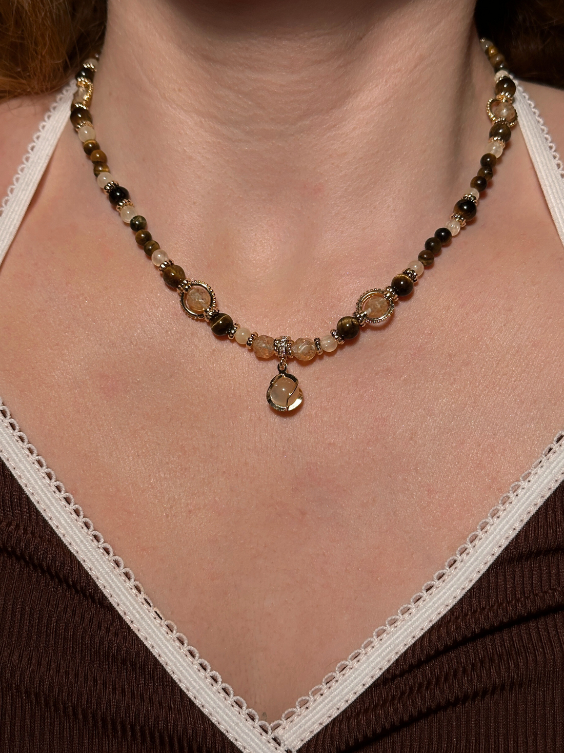 Rebeca Citrine & Tiger's Eye Necklace