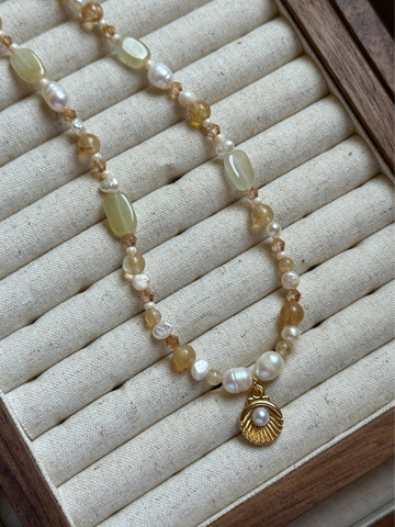 Tessa Citrine & Freshwater Pear Necklace