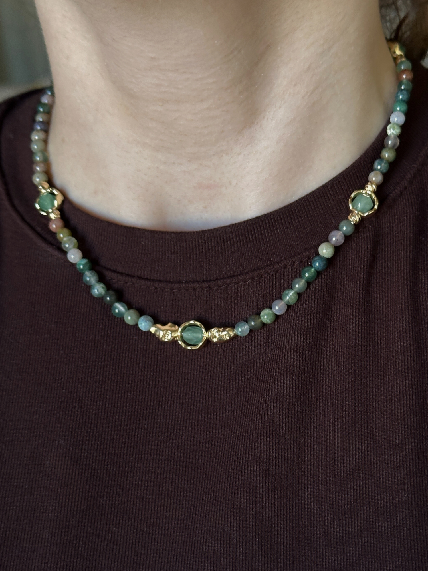 Elda Indian Agate & Aventurine Necklace