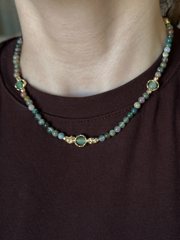 Elda Indian Agate & Aventurine Necklace