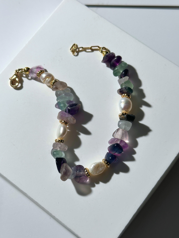 Lyra Fluorite & Pearl Bracelet