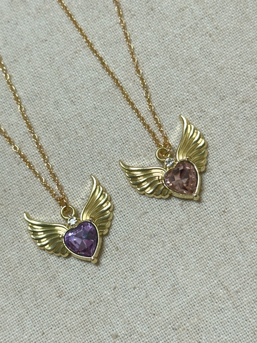 Angel Wings Crystal Pendant Necklace