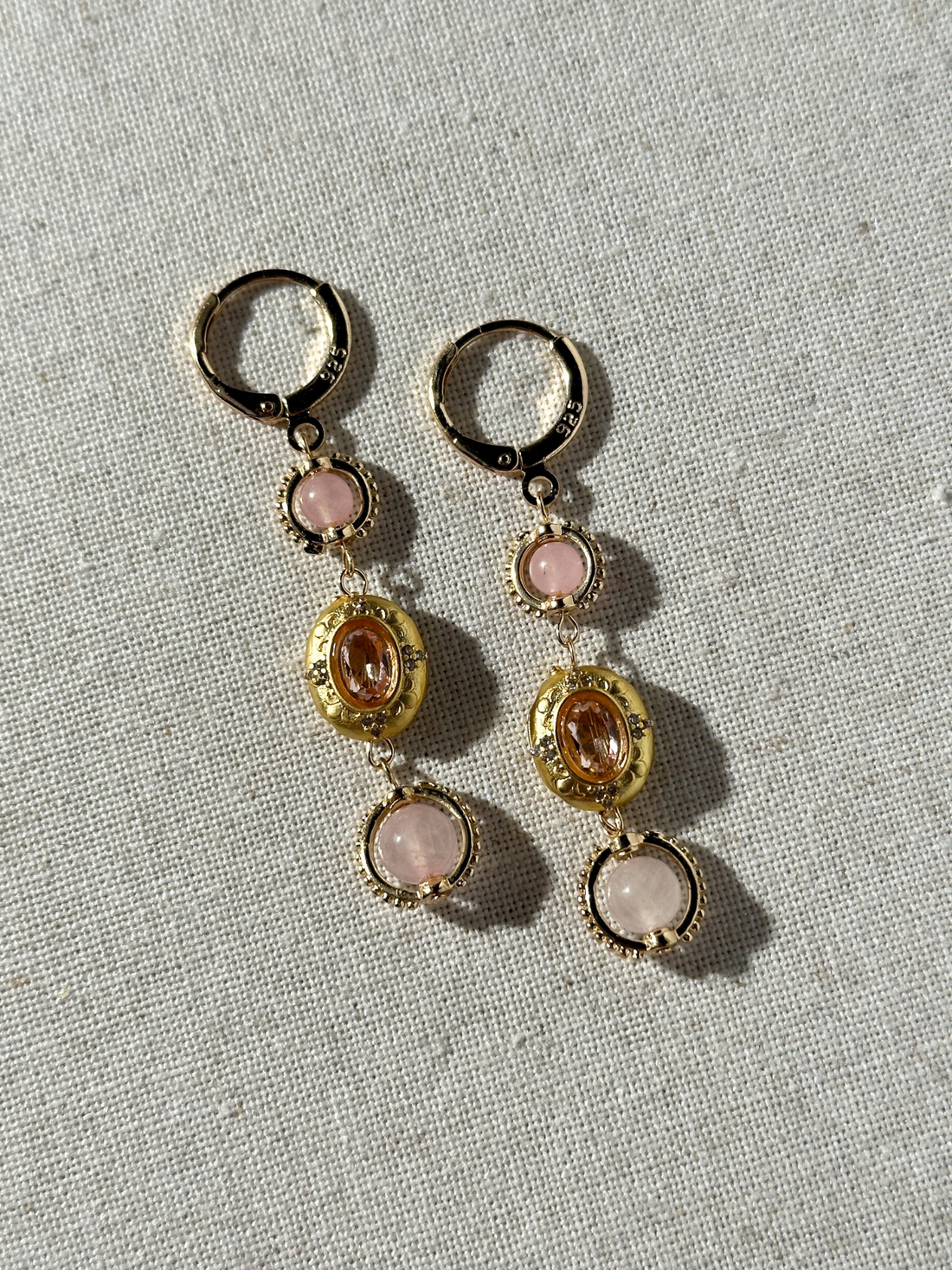 Daphne Pink Quartz Vintage Earrings