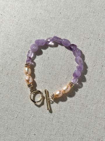 Ellora Amethyst & Pink Freshwater Pearl Bracelet