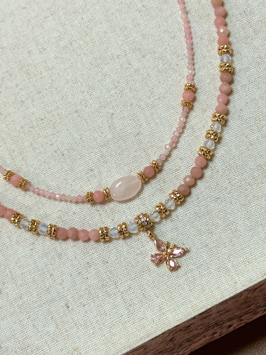 Leena Pink Quartz & Morganite Necklace