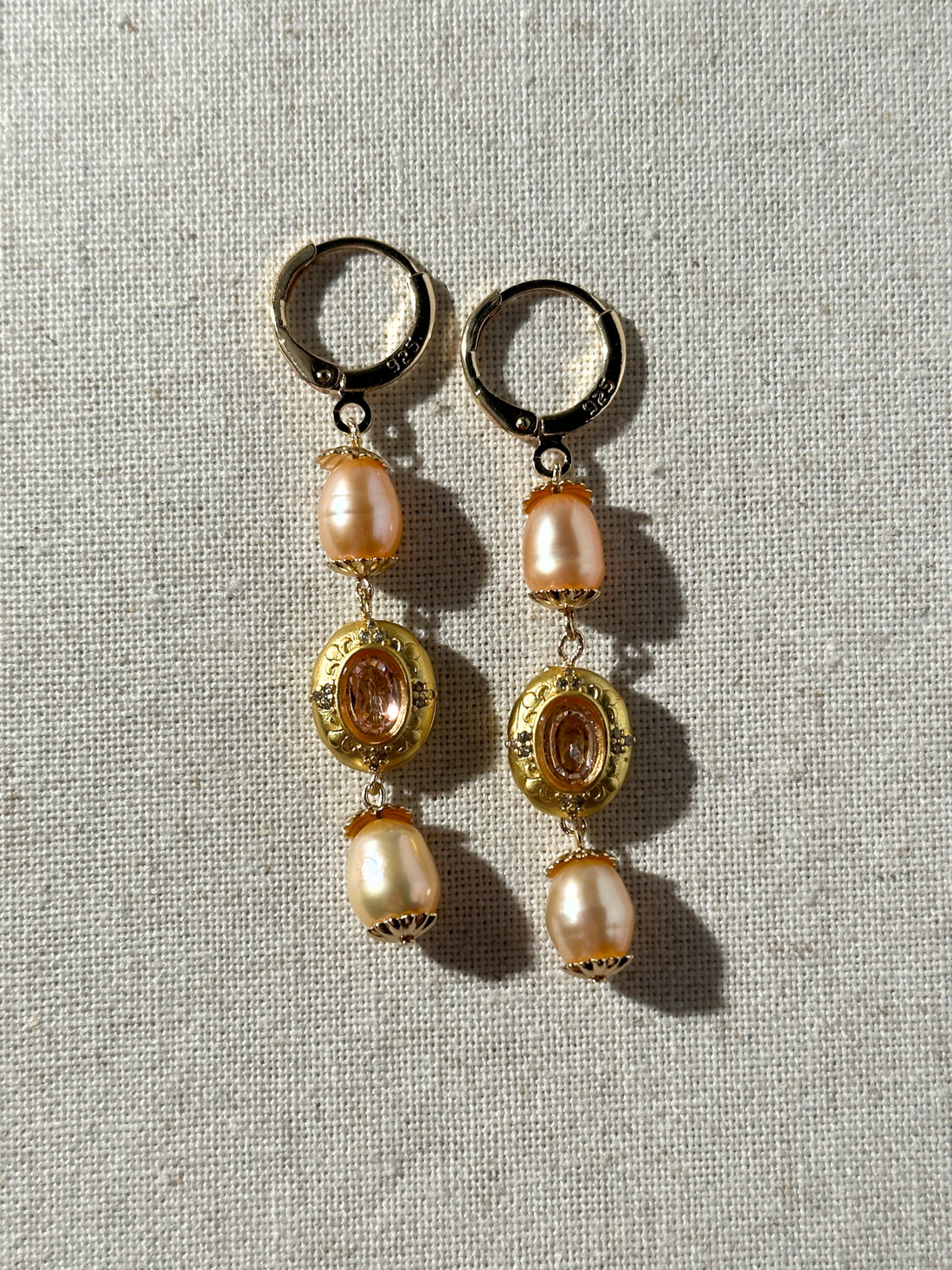 Gisselle Pink Pearl Vintage Earrings