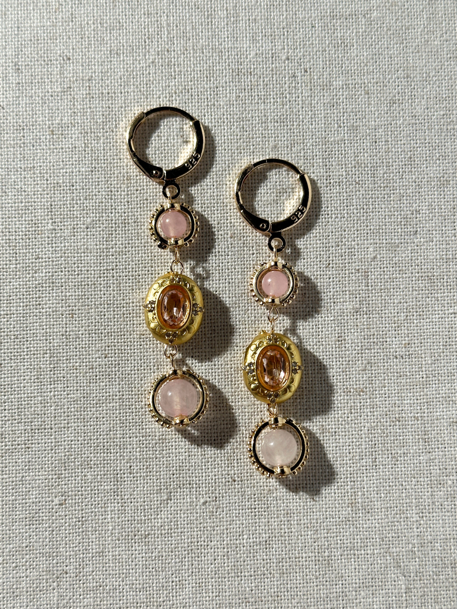 Daphne Pink Quartz Vintage Earrings