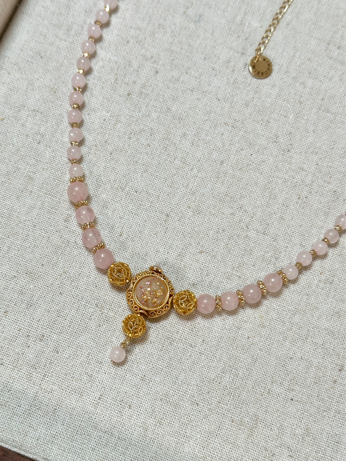 Maia Pink Quartz Vintage Necklace
