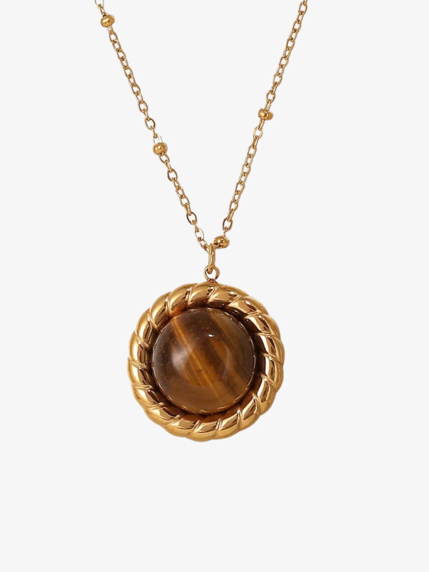 Evyn Tiger’s Eye Round Pendant Necklace