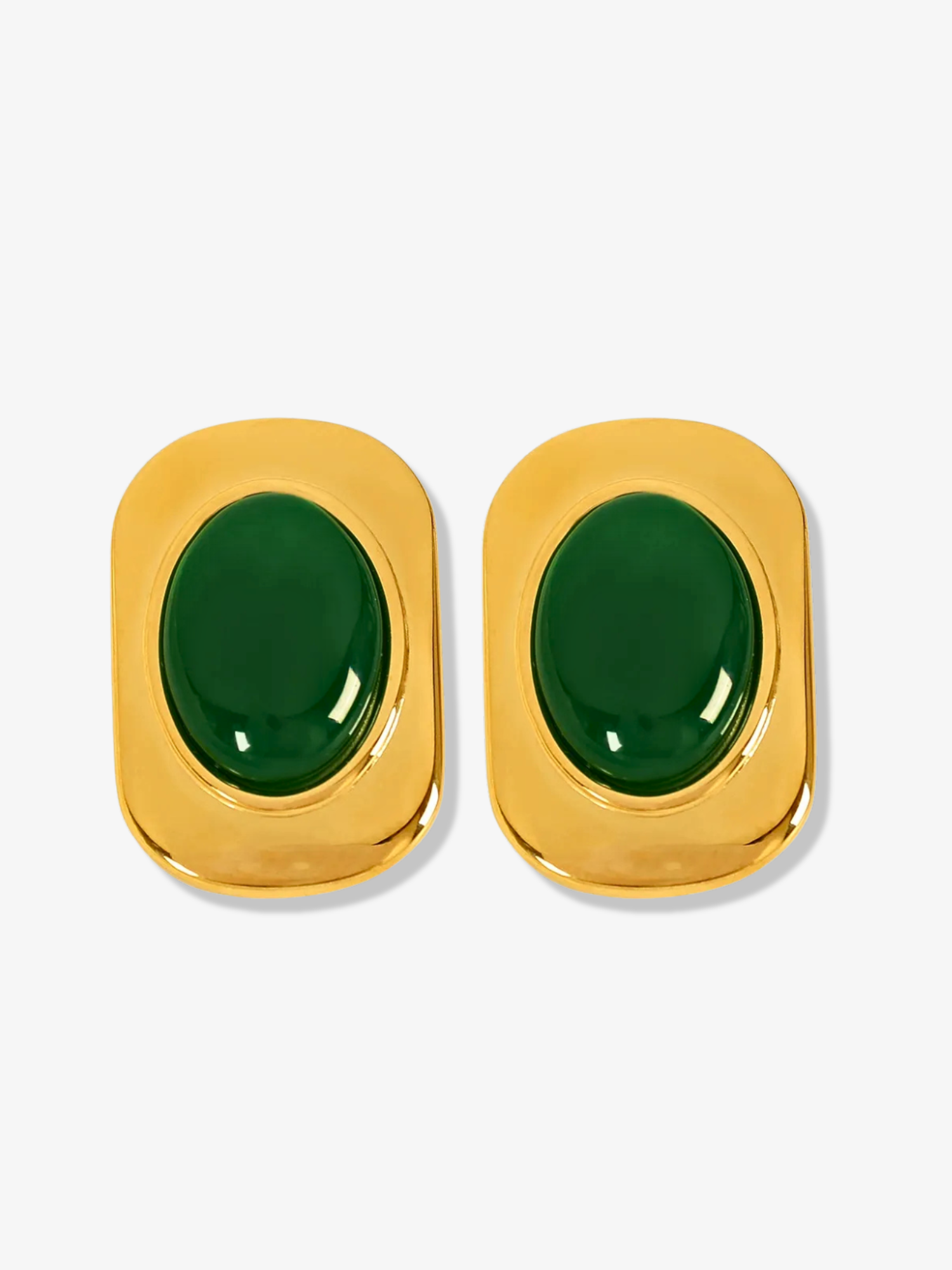 Rue Vintage Green Stone Stud Earrings