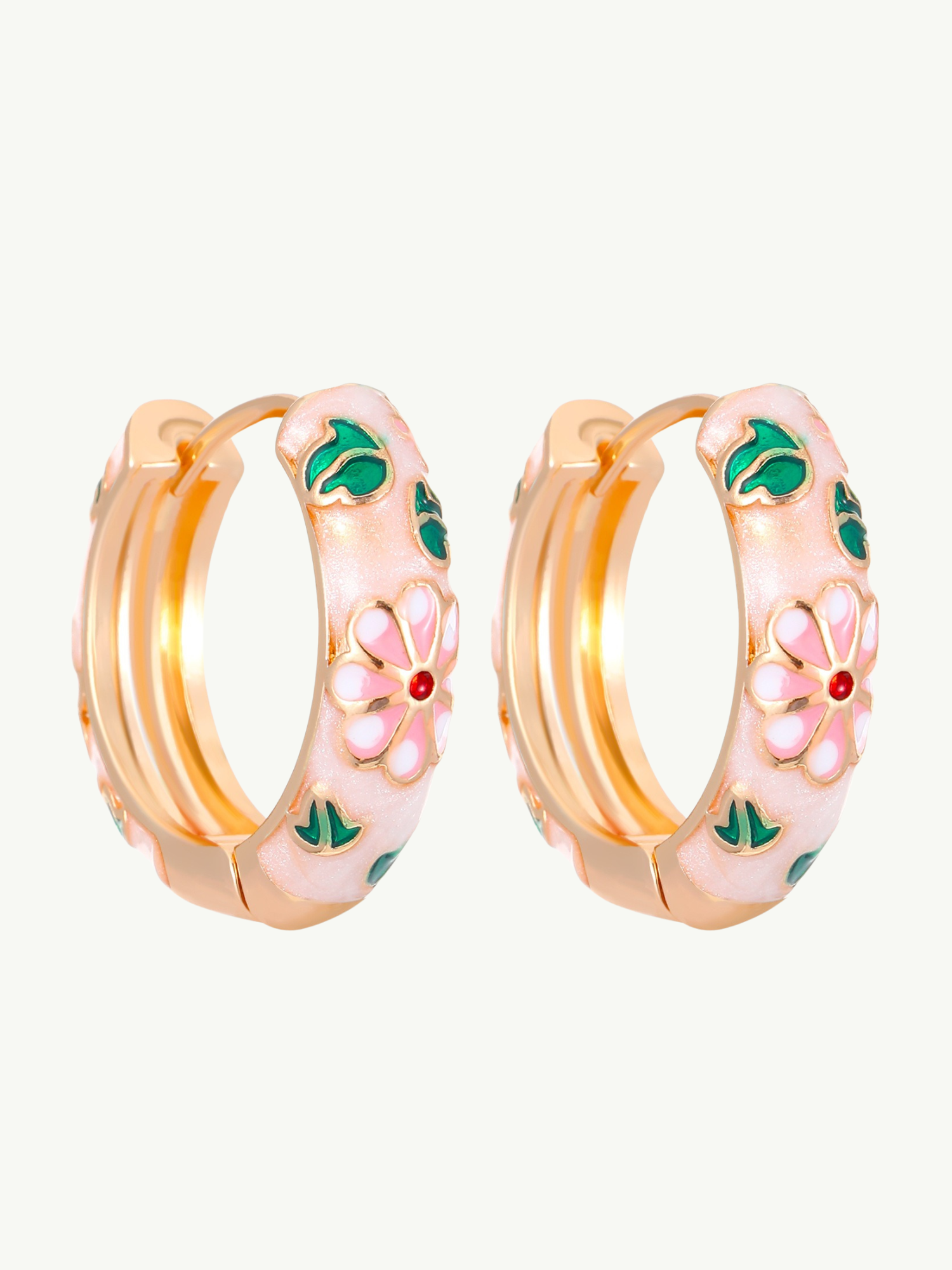Dulce Enamel Floral Hoop Earrings