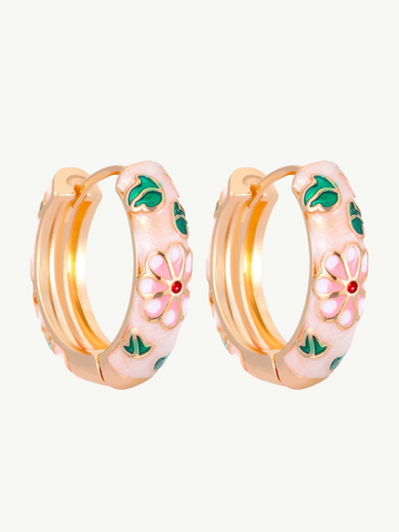 Dulce Enamel Floral Hoop Earrings