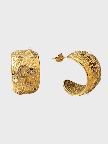 Betania Celestial Rhinestone Hoop Earrings