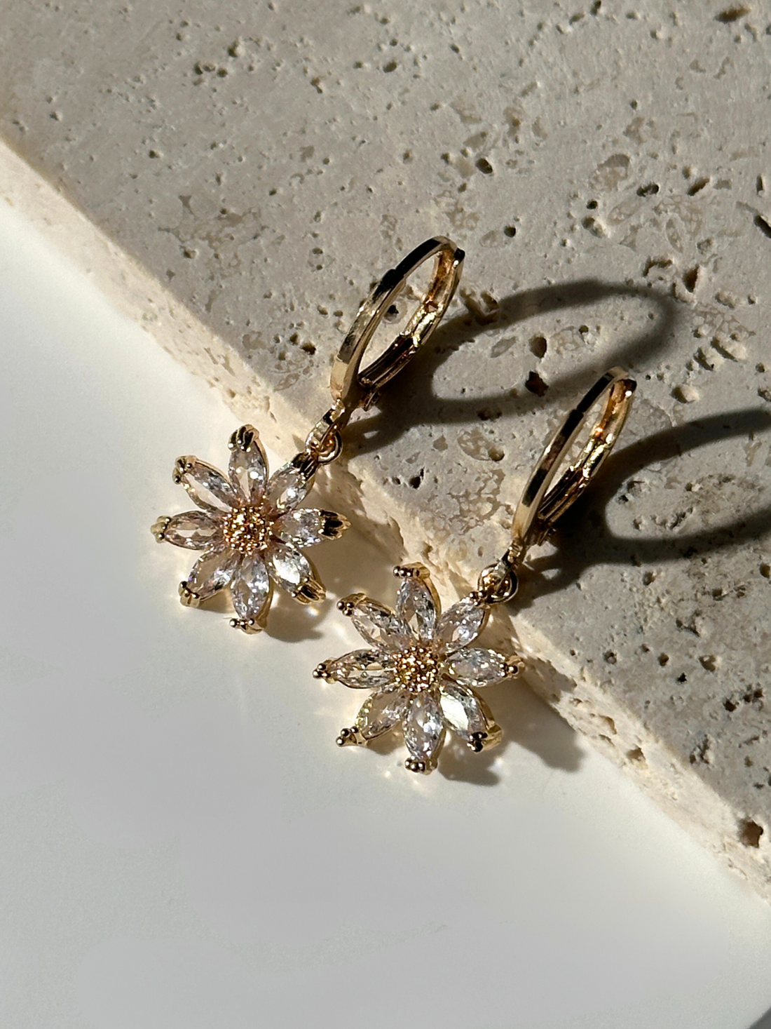 Elida Zircon Daisy Drop Earrings