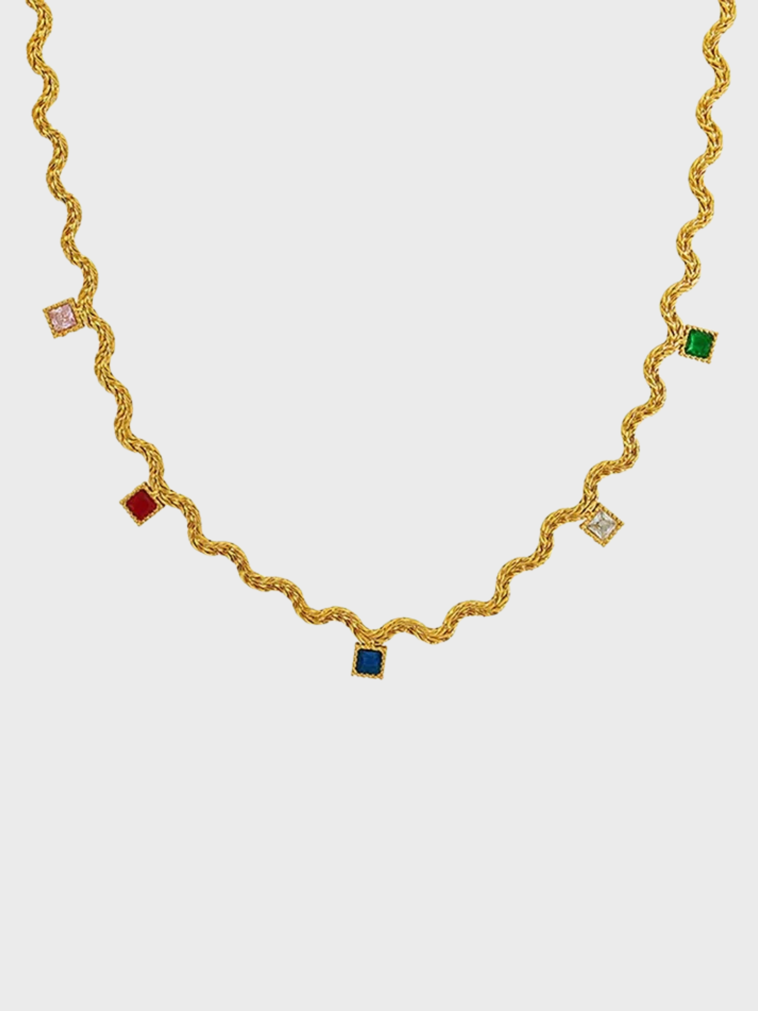 Veera Multicolor Gemstone Charm Gold Necklace