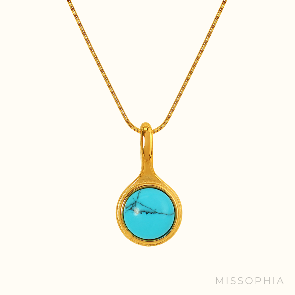 Klaire Retro Stone Pendant Necklace