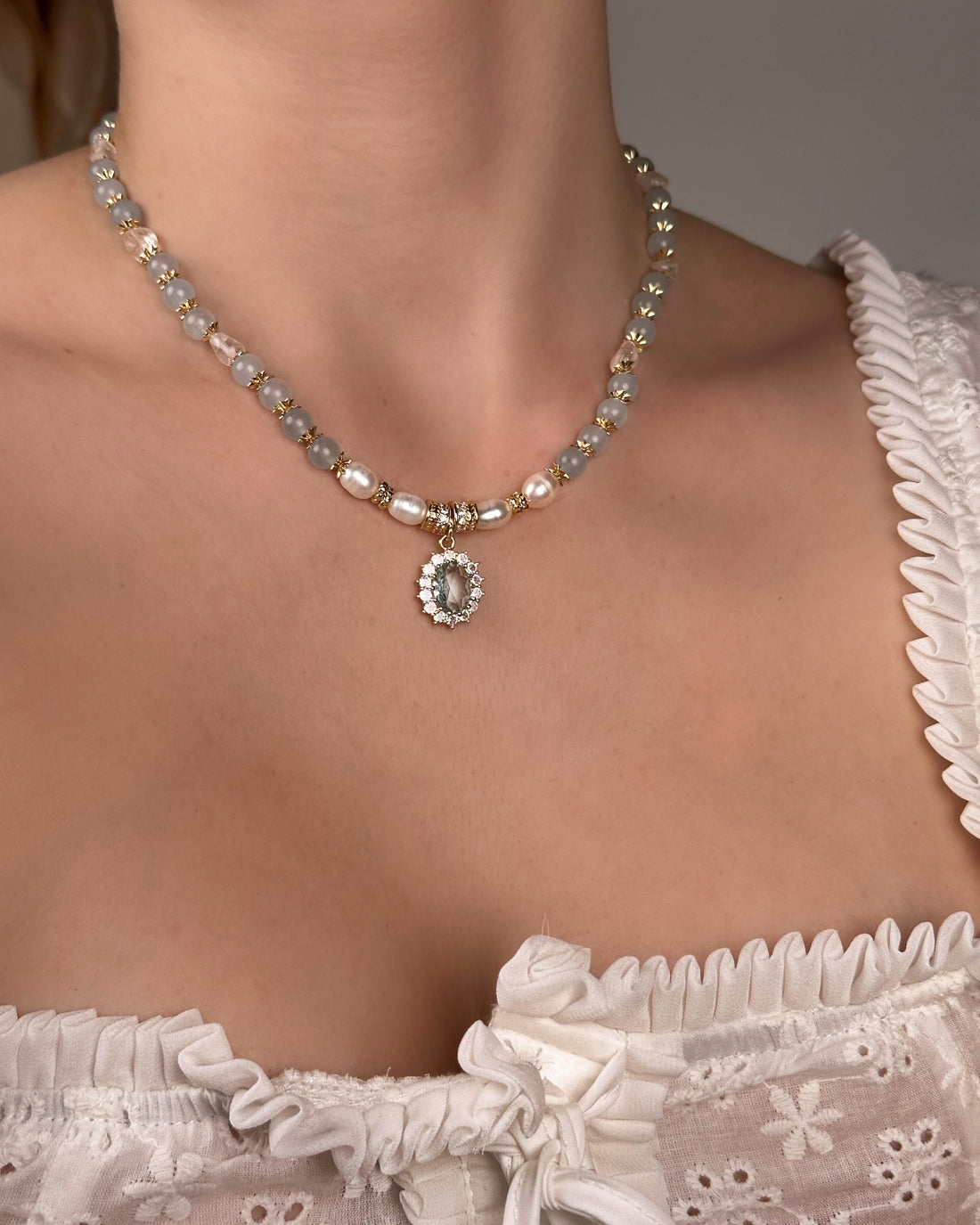 Anabel Chalcedony & Pearl Necklace