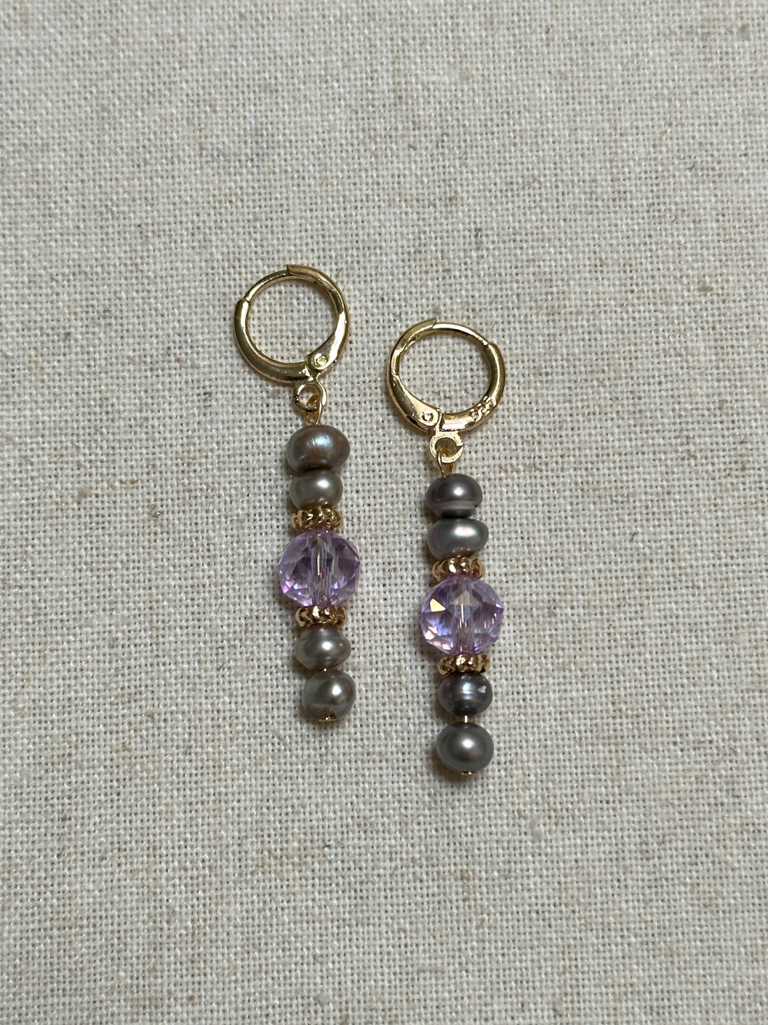 Shae Minimal Grey Pearl & Zircon Drop Earrings