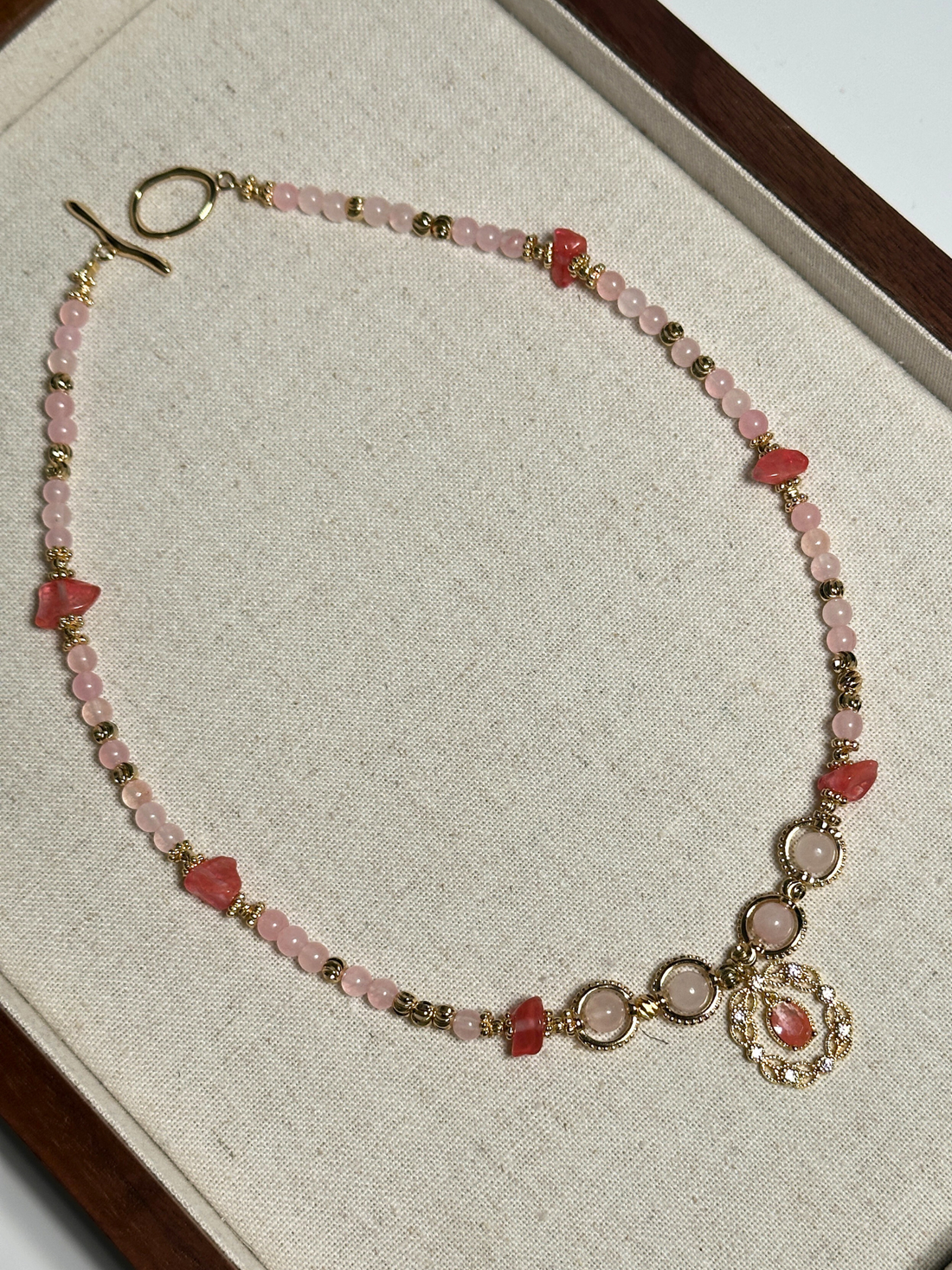 Rose Vintage Strawberry Quartz Necklace