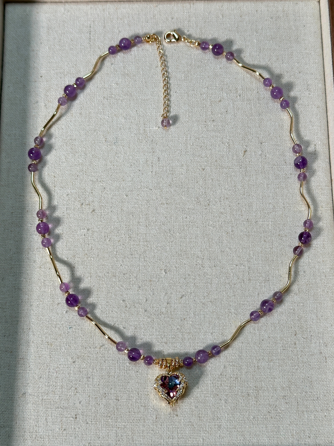 Elissa Heart Pendant Amethyst Necklace