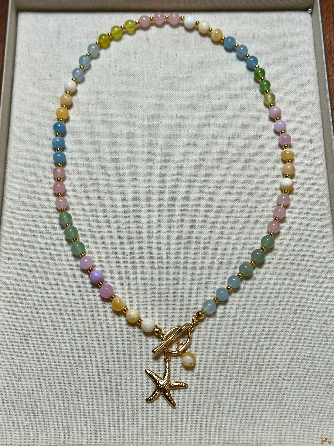 Starfish Charm Pastel Gemstone Necklace