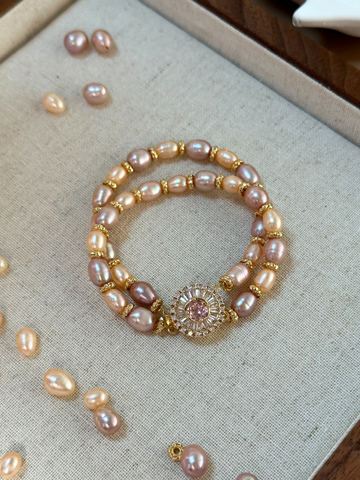 Ophelia Pink & Purple Freshwater Pear Bracelet