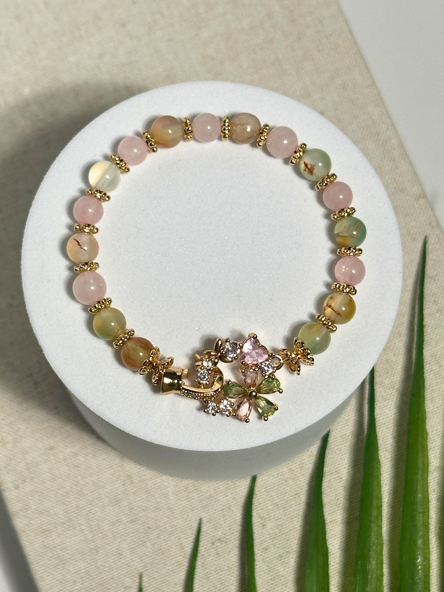 Leila Pink Quartz Floral Bracelet