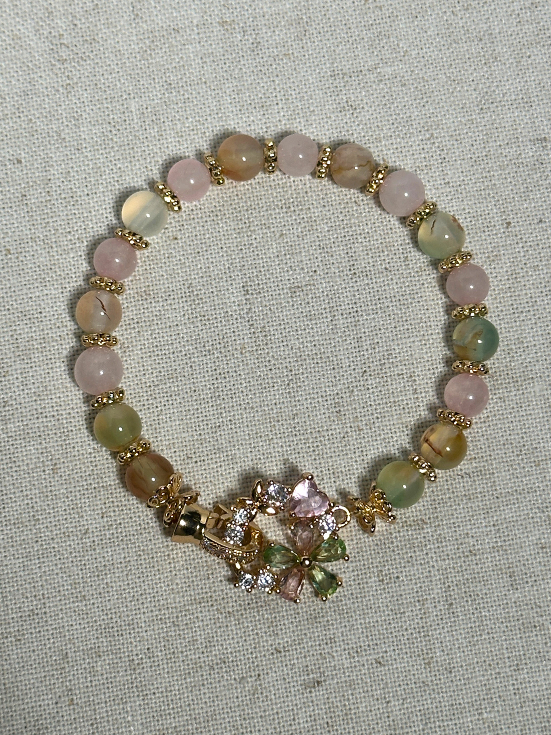 Leila Pink Quartz Floral Bracelet