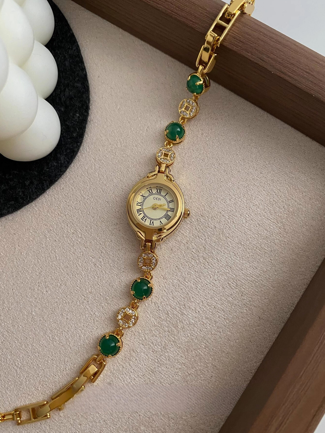 Milla Green Crystal Vintage Watch