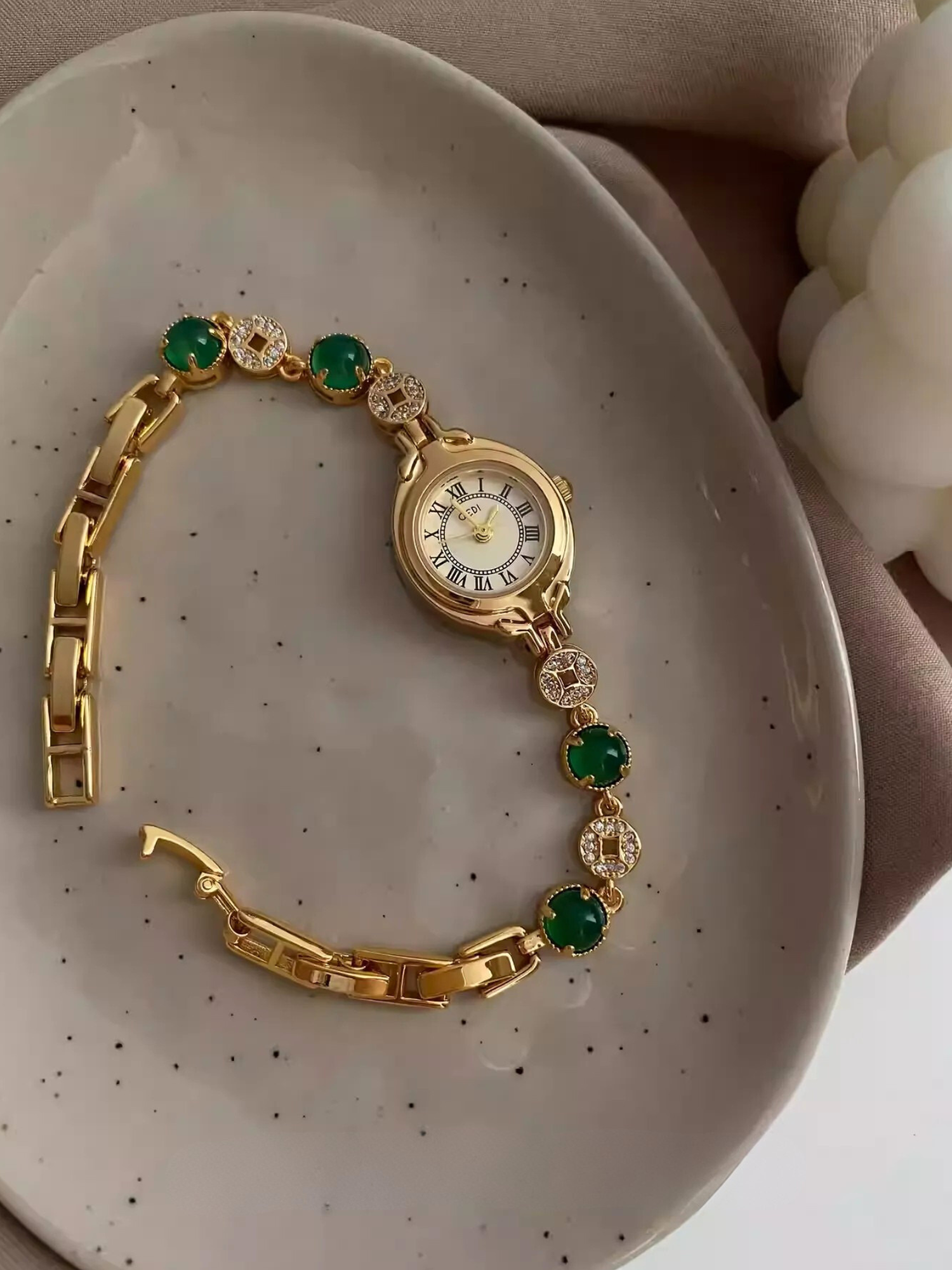 Milla Green Crystal Vintage Watch